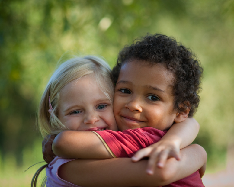 Helping children respect and appreciate diversity two kids are hugging each other
