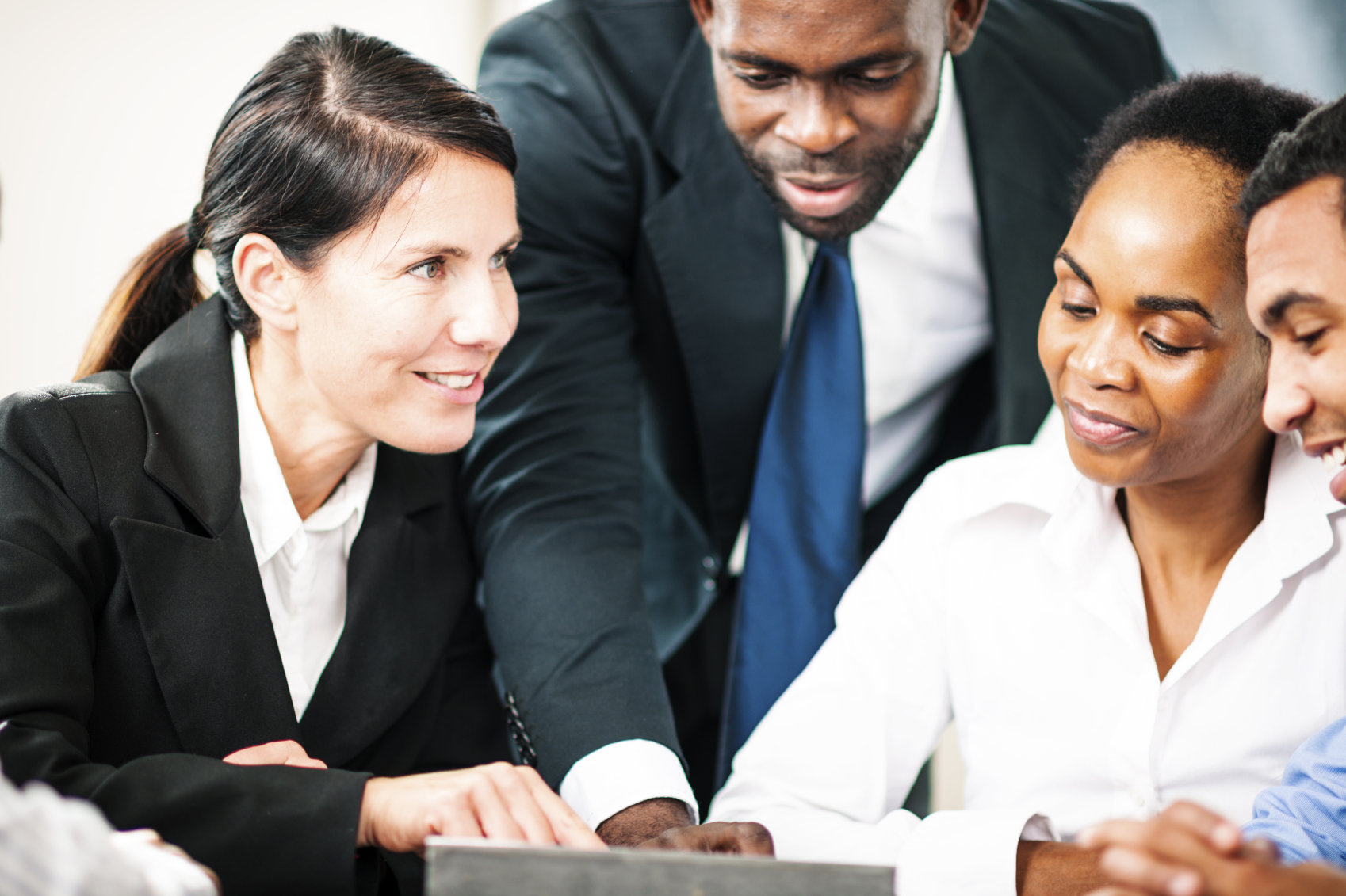 group of coworkers talking