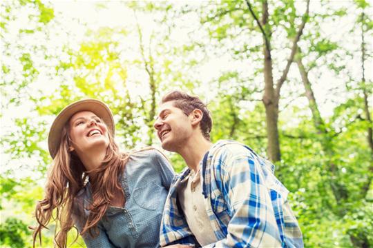 Male and female laughing Male and female laughing